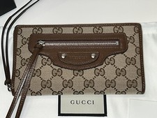 Gucci x Balenciaga Collaboration GG Supreme Brown Classic Zip Long Wallet NEW