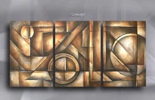 Painting, Abstract Art, Cubism, Geometric, Design, Large, Original, Mix Lang, 