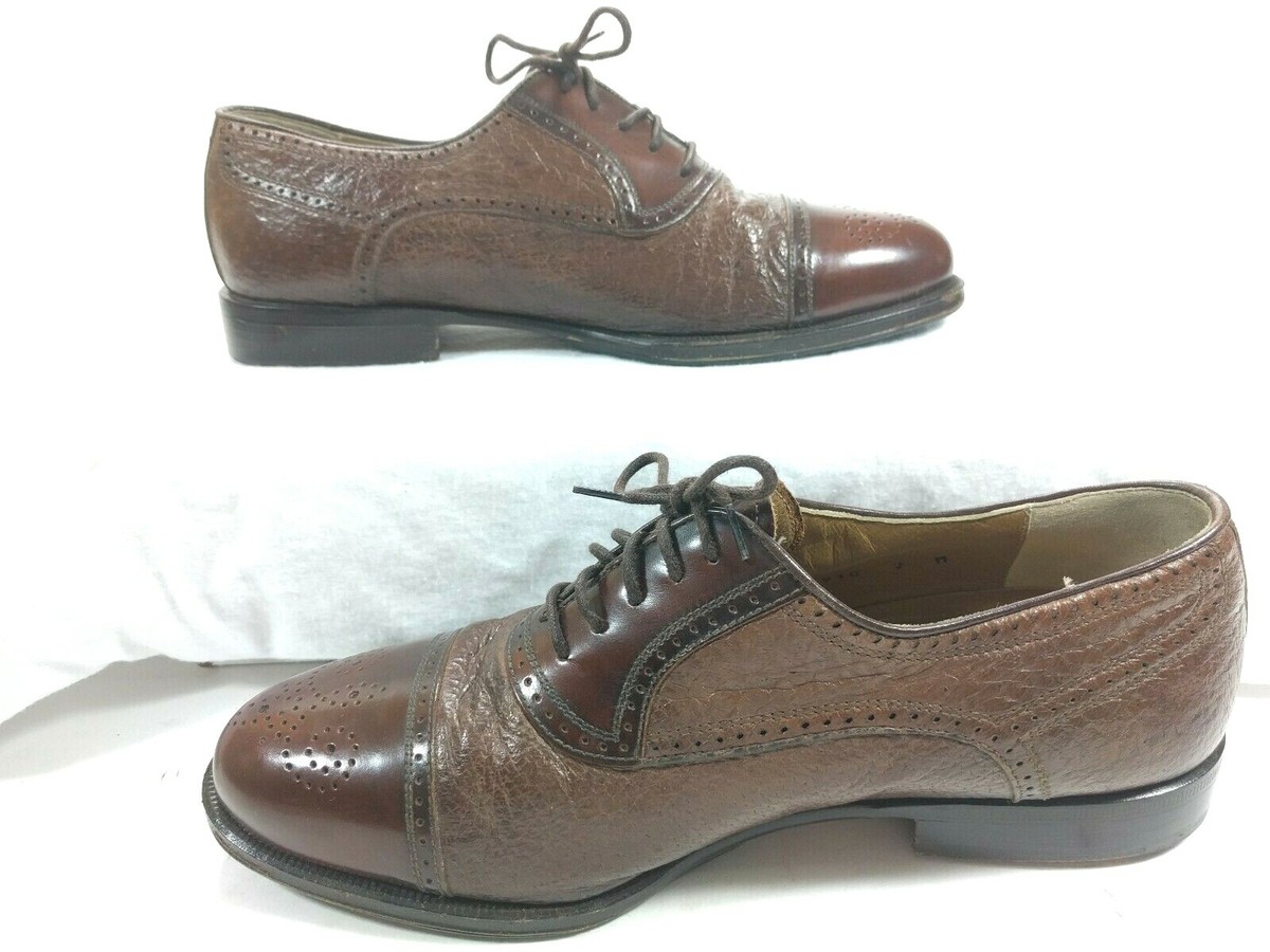 Johnston Murphy DOMANI Italian Brown Leather Cap Toe Brogue 