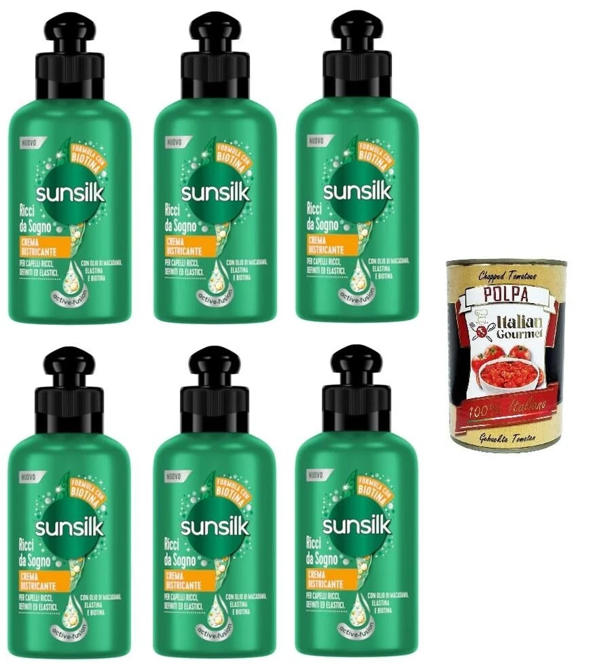 6x Sunsilk,Crema Districante Ricci Da Sogno Entwirrungscreme 200ml+Polpa 400g
