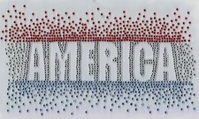 America Patriotic Design Glass Rhinestone Bling Iron On Transfer Hot Fix Motif