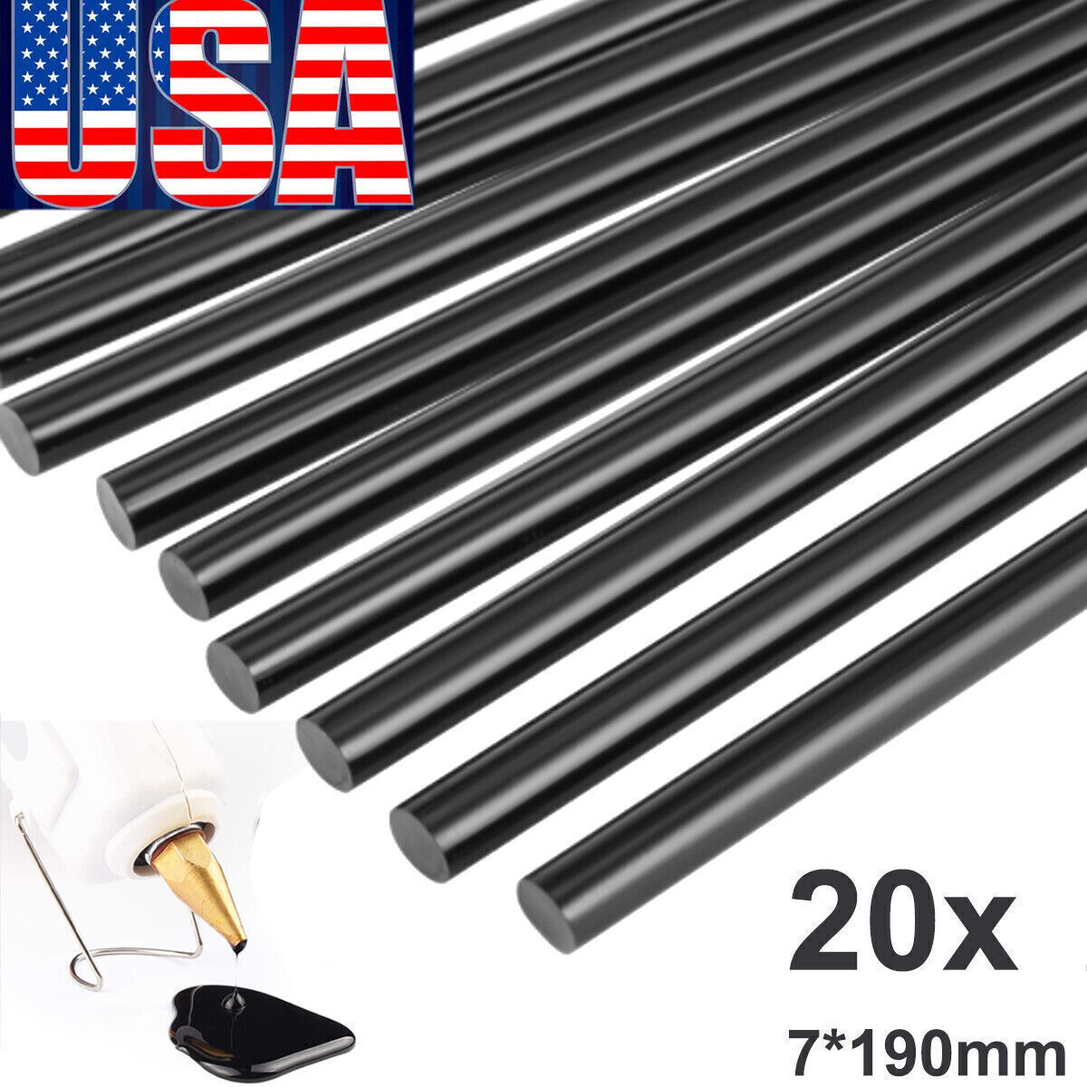 20Pcs Sets Hot Melt Glue Sticks Car Body Dent Repair Paintless Dent Puller Tool*