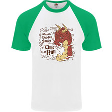 When a Dragon Smiles Fantasy RPG Mens S/S Baseball T-Shirt