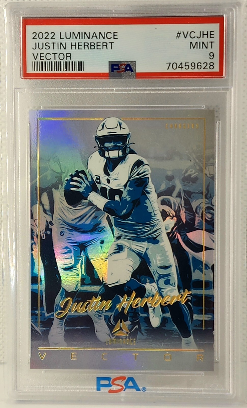 JUSTIN HERBERT CASE HIT! 2022 Panini Luminance VECTOR  PSA 9 MINT