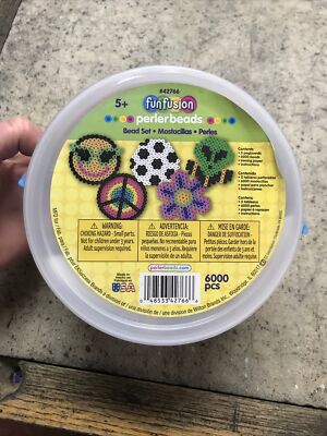 New & Sealed Perler Bead Set Peace Alien Emoji Flower Ball Bucket 6000 Pieces
