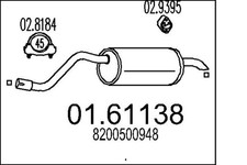 Endschalldämpfer Nachschalldämpfer MTS 01.61138 für RENAULT TWINGO 2 CN0D 16V