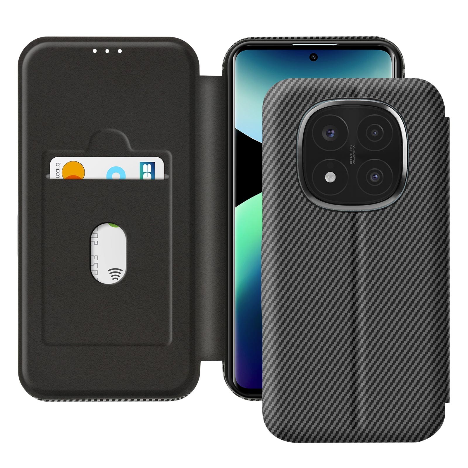 Étui Carbone pour Redmi Note 14 Pro / 14 Pro Plus Avizar Porte-Carte Noir