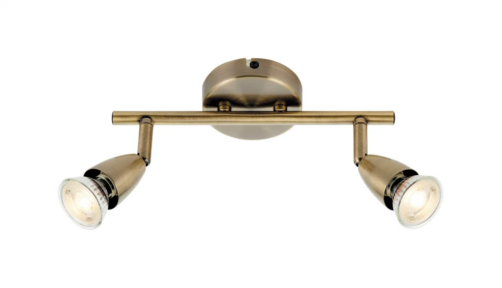 Wall Light Brass Amalfi 2 Spot Bar Antique Saxby 60999