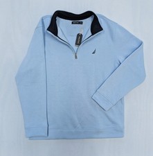 Nautica Men  s Light Blue 1/4 Zip Fleece Sweatshirt Pullover Casual Sweater