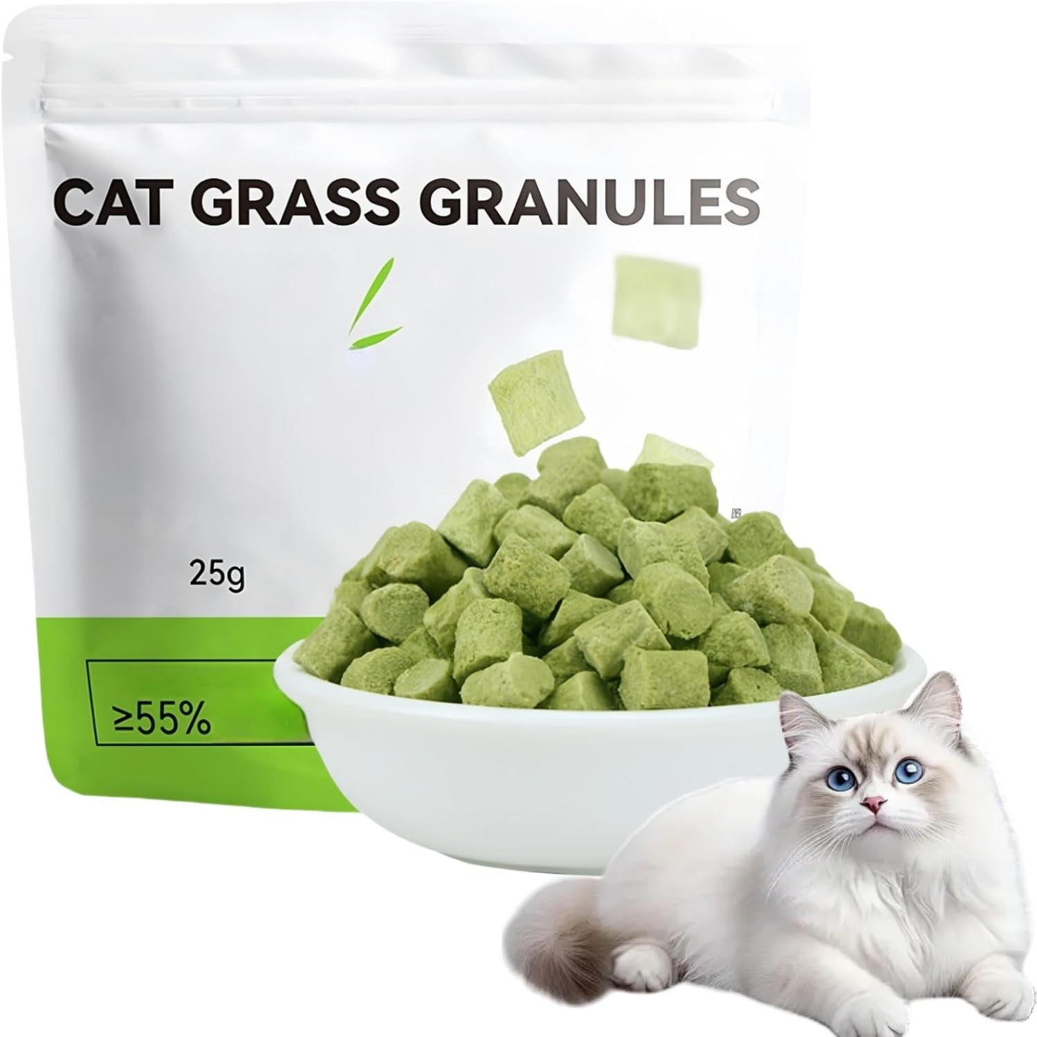 25G Cat Grass Treats for Cats,Cat Grass Teething Granules,Freezed Drying C/At Gr