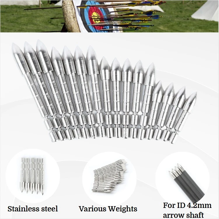 ID4.2mm Archery Arrowheads 60-120gr DIY Point Insert Shooting Hunting Target 12x - Image 3 of 4