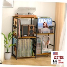 Record Player Stand, Turntable Stand with Vinyl Storage Holds up to Standard