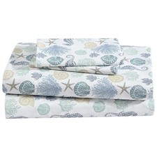 Coastal Print Microfiber Sheet Set, Soft, Comfy, 12" Deep Pockets Twin Briella