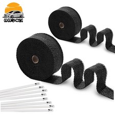 2 Roll X 2 16.4 Black Exhaust Wrap Header Manifold Fiberglass Heat Wrap Tapes