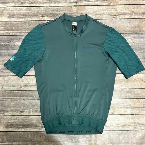 Spexcel Mens Teal Fog Green Textured Short Sleeve Zip Up Cycling Shirt Medium