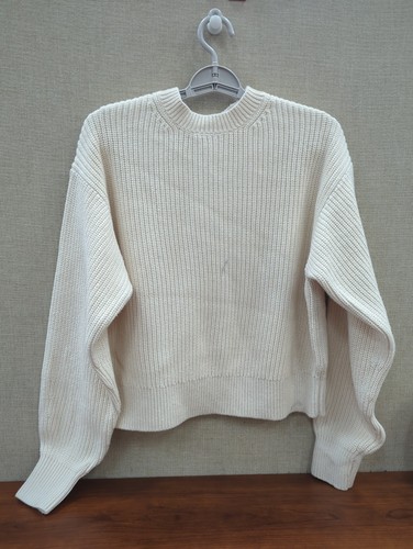 New Everlane Cropped Ribbed Crew Neck Sweater Women's Size Medium