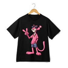 The Pink Panther Peace Sign Graphic Black T-shirt Size S-5XL