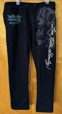Ed Hardy Sweatpants Mens XL Black Love Kills Slowly Tigers Graphic Pants