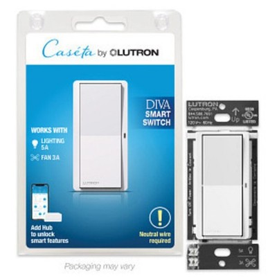 1PC Lutron DVRF-5NS-WH Claro Smart Switch for the Cas??ta System, White