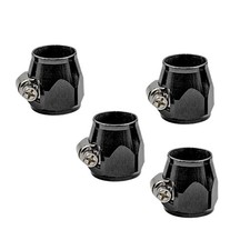 4pcs Black AN8 Hex Pipe Hose Finisher Clamp Flare Fitting End Cover Adapter