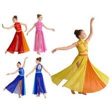 Kids Girls Dress Halloween Dancewear Performance Costume Ballroom Dance Dress