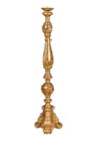 Biscottini Candeliere Candelabro Holz 30X30X120 Cm Antik Gold FüR Wohnzimmer