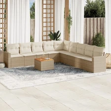 Garden Sofa Set Beige PE rattan Large Modular Garden Sofa Set