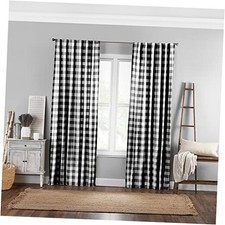 Farmhouse Living Buffalo-Check Window Curtain 52"W x 84"L Pack of 1 Black