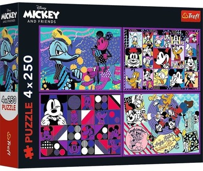 NEW TREFL Jigsaw Puzzle 4 x 250 Pieces Disney A Series Of Mickey Mouse Adventure