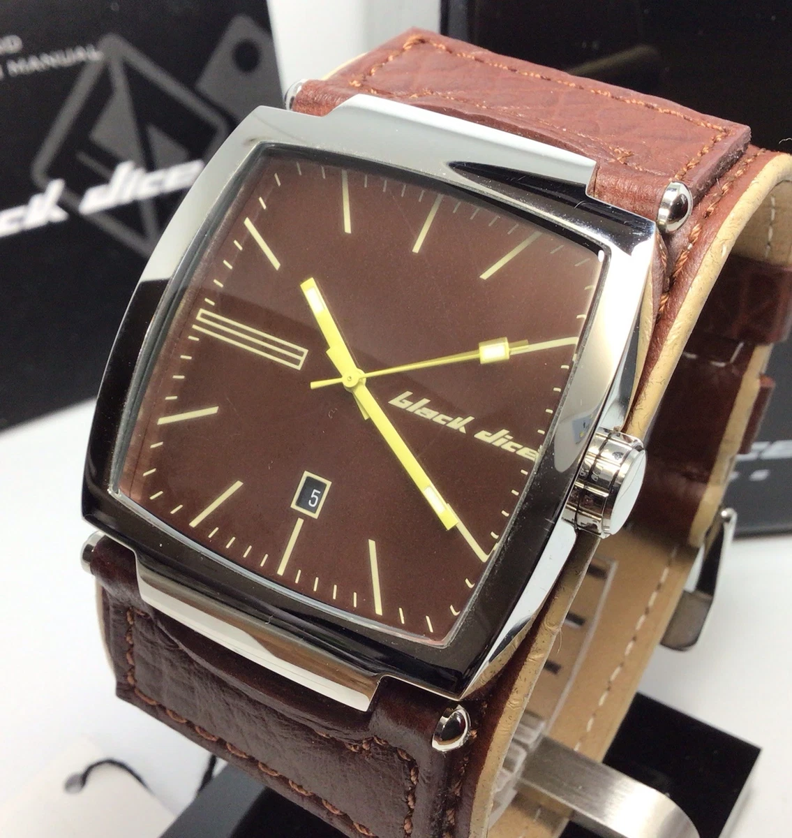 black diceの腕時計 Black Dice Unisex Roller with Silver Dial and Leather Strap Watch