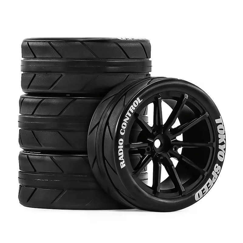 Rc 1/10 Alloy Wheels Tires Set for Tamiya tt02 tt01e Hpi Rs4 Sprint Traxxas 4tec