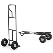 Heavy-Duty Hand Truck with P-Shaped Handle for Home Warehouse Garage Black
