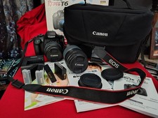Canon EOS Rebel T6 DSLR 2 Lens Kit 18-55 75-300 3 Batteries Case Box EXC