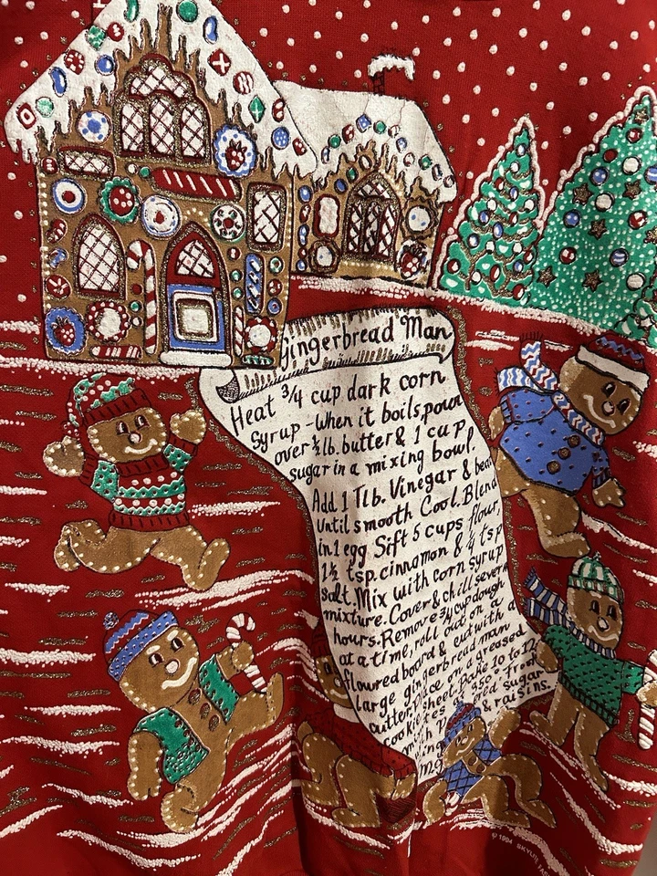 Sudadera Vintage 1994 Navidad Cascanueces Pan de Jengibre - Para Mujer M-Hecha en EE. UU. Foto 3 de 4