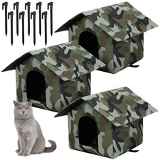 3 Pcs Cat Houses for Outdoor Stray Cats Shelter Weatherproof Outside House In...