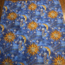 Vintage Celestial Sun Moon Shower Curtain Blu...