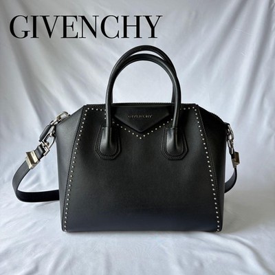 GIVENCHY Antigona Small Box Studs Bag Black Leather 2Way Tote