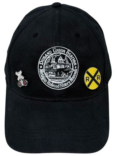 Durand Union Station Trucker Hat Cap America Michigan Railroad Black Hook & Loop
