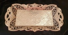 Sena Luxury Turkish Serving Tray Ottoman Style Decorative Silver Metal Platter