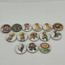 Lot Of 14 Vtg Round 1” Pin Backs Super Mario Bros Nintendo(Mario,Luigi,Peach