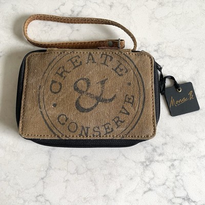 Mona B Create Conserve Wristlet Wallet Upcycled Recycled Canvas Vegan New
