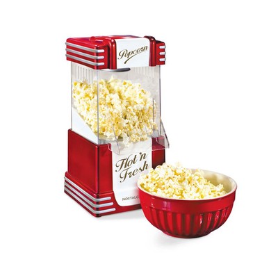 Nostalgia Retro Hot Air Popcorn Maker 12-Cup Oil-Free Popper Machine Red Kitchen