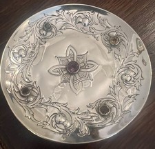 Fabulous Solid Silver Arts &Crafts Pin Tray Set With Amethyst and Citrine c.1901