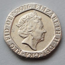 British 2016, Queen Elizabeth II, Twenty Pence Coin. 20p Coin (W24).