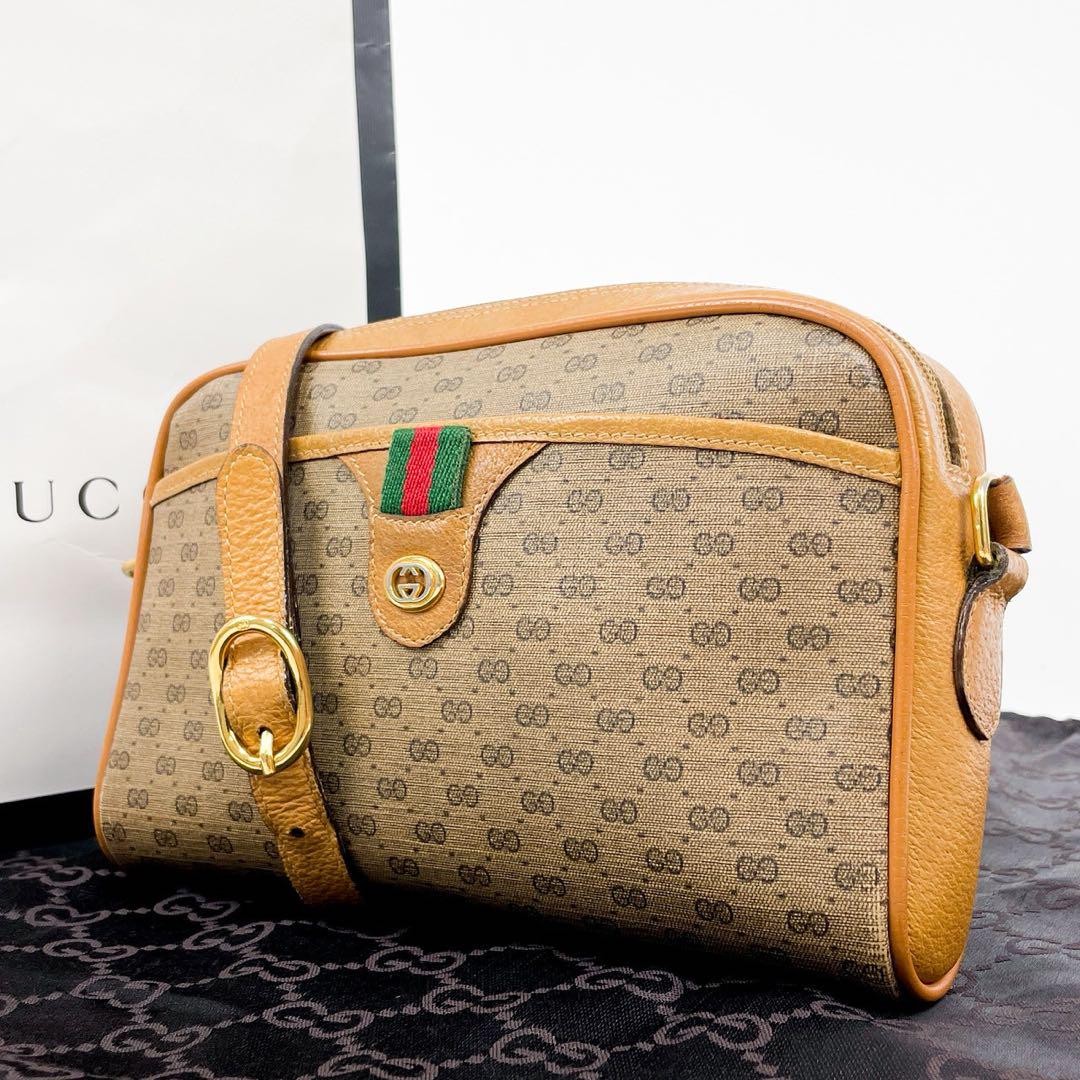 Gucci Micro GG Sherry Line PVC Crossbody Bag Vintage Authentic Leather