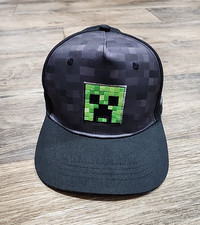 Minecraft Creeper Youth Teen Hat Baseball Cap Black Gray Snap Back Green