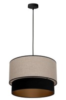 Pendelleuchte Esstisch Stoff Grau-Beige Schwarz Gold Rund Ø40 Cm E27 HäNgelampe