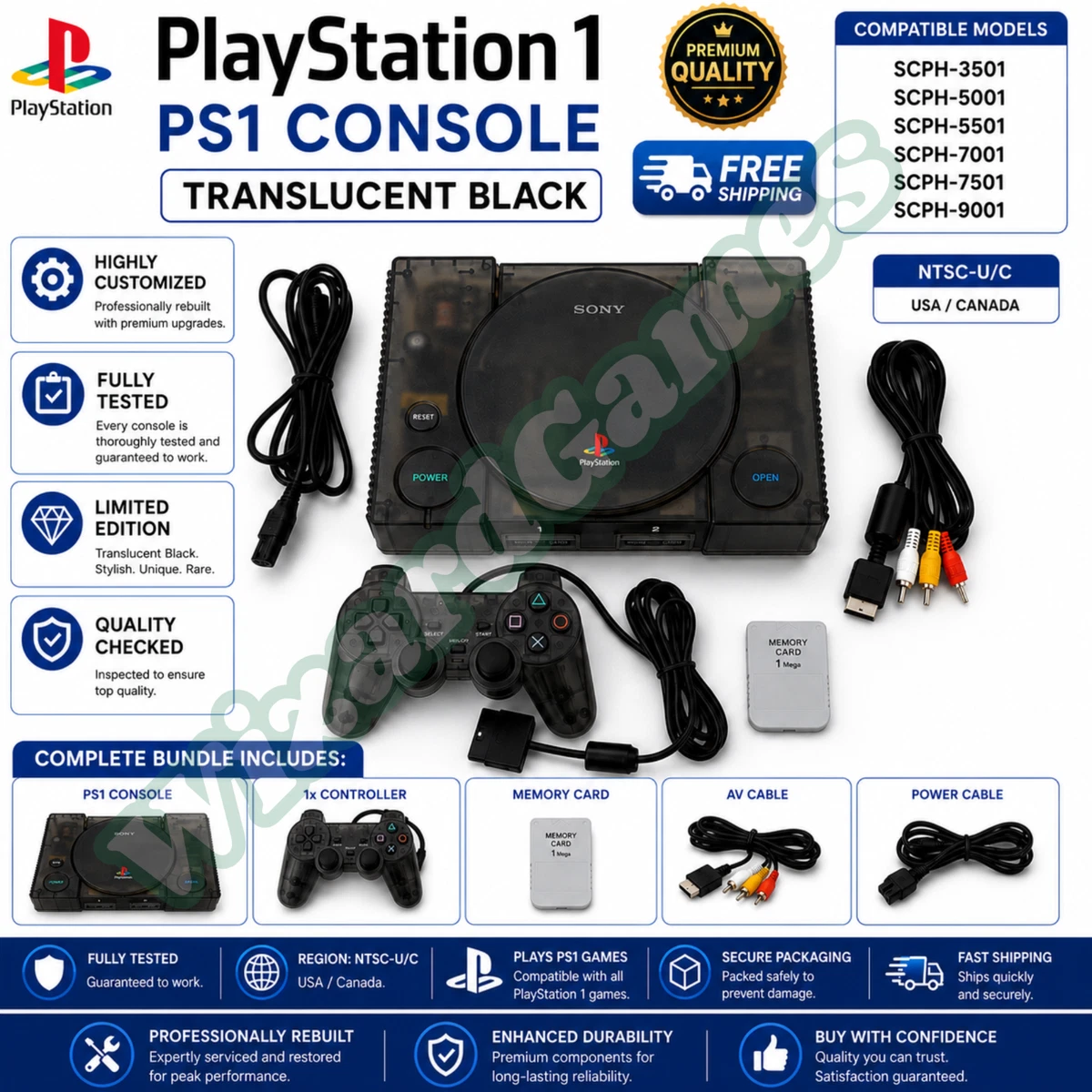 Sony PlayStation 1 NTSC-U/C Black Video Game Consoles for sale | eBay