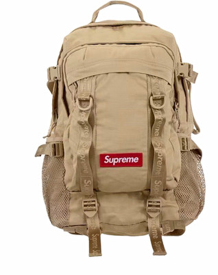 Supreme Beige Backpack Zip/Buckle Closure Adjustable Straps Outer Pockets