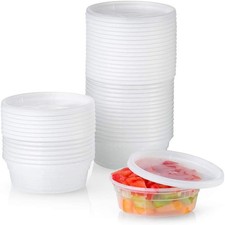 8 oz Deli Plastic Food Storage Microwavable Reusable Containers With Lids Light